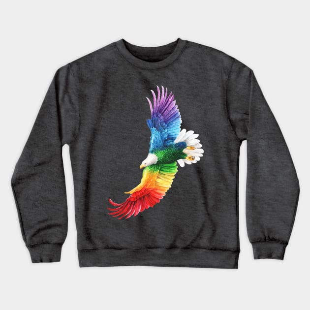 Eagle Rainbow Flying Crewneck Sweatshirt by MandalaSoul